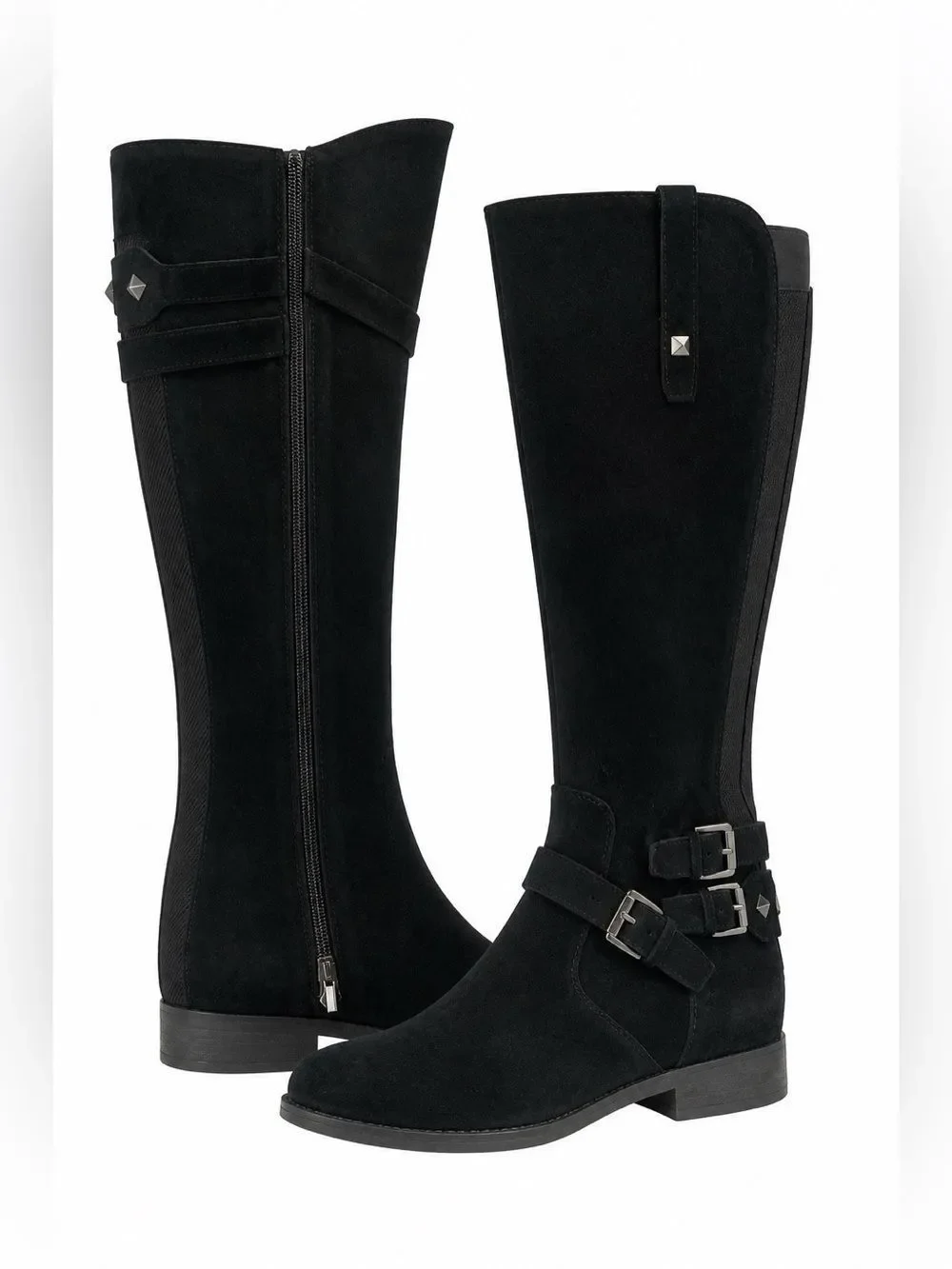 Marc Fisher Classic Black Suede Knee-High Riding Boots